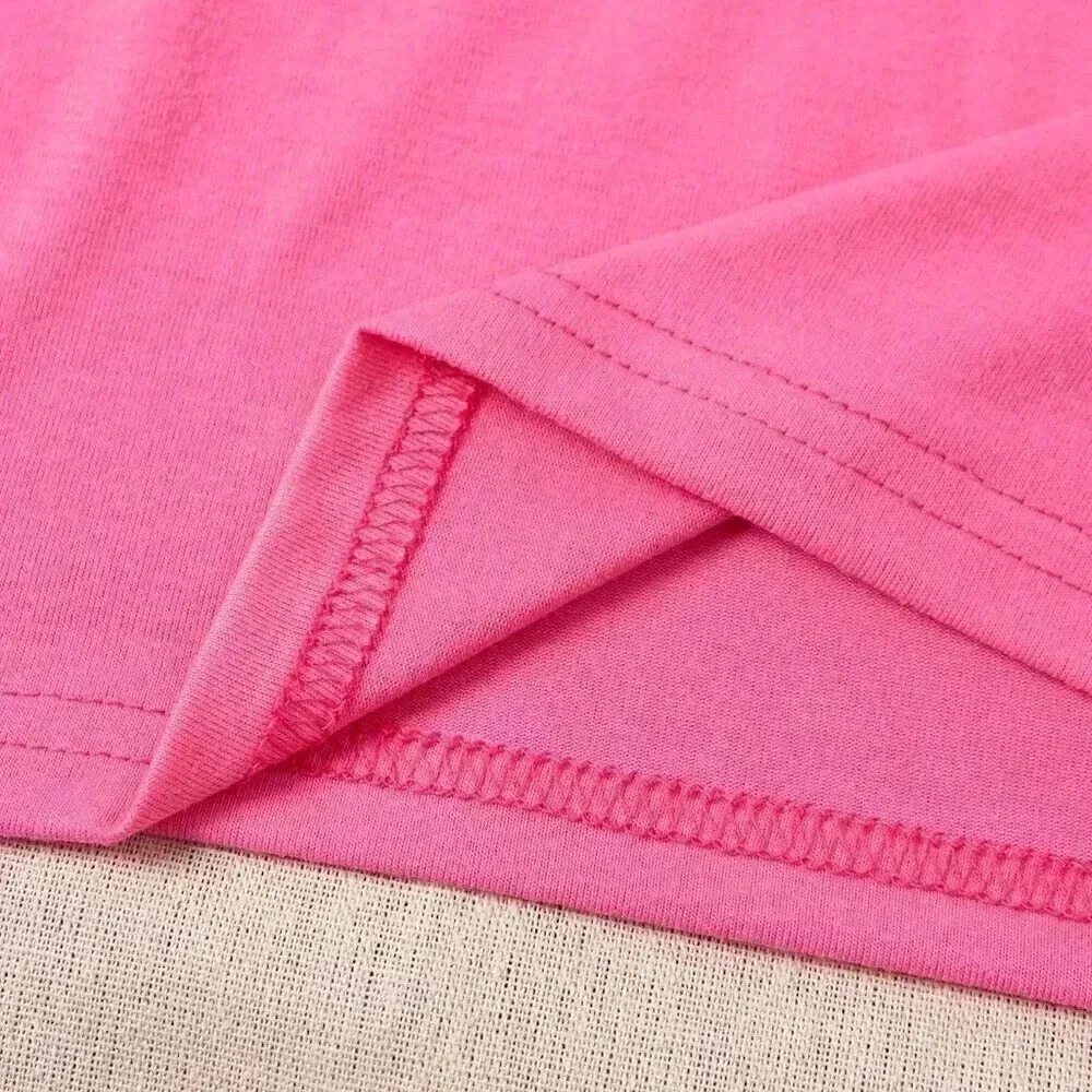 Hot Pink Casual Women's Summer Loose Fit T-Shirt With Slogan Print - Picture 5 of 5